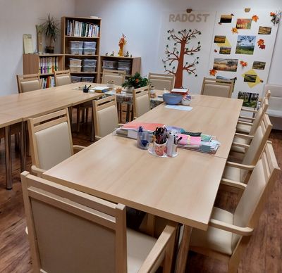 Židle a stoly pro domy s pečovatelskou službou Židle pro seniory s možností výměny sedáku